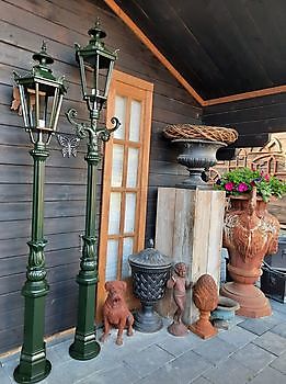 Aluminium lantaarnpaal met laddersteun groen - Webshop Decobyjo decoratie huis en tuin