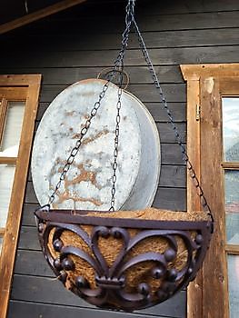 Hanging basket gietijzeren met ketting en kokos - Webshop Decobyjo decoratie huis en tuin