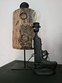 Zwarte revolver lamp - Webshop Decobyjo decoratie huis en tuin