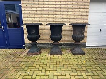 Vase de jardin en fonte 1,30 haut bleu gris patiné Decobyjo - Bellingwolde