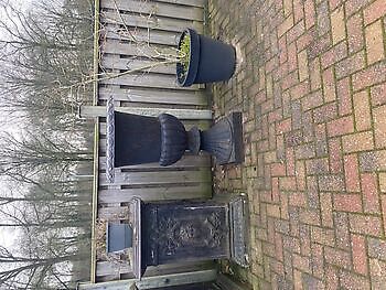 Vase de jardin en fonte 1,30 haut bleu gris patiné Decobyjo - Bellingwolde