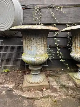 Blau verwitterte Gartenvase aus Gusseisen  96 cm - Decobyjo - Bellingwolde